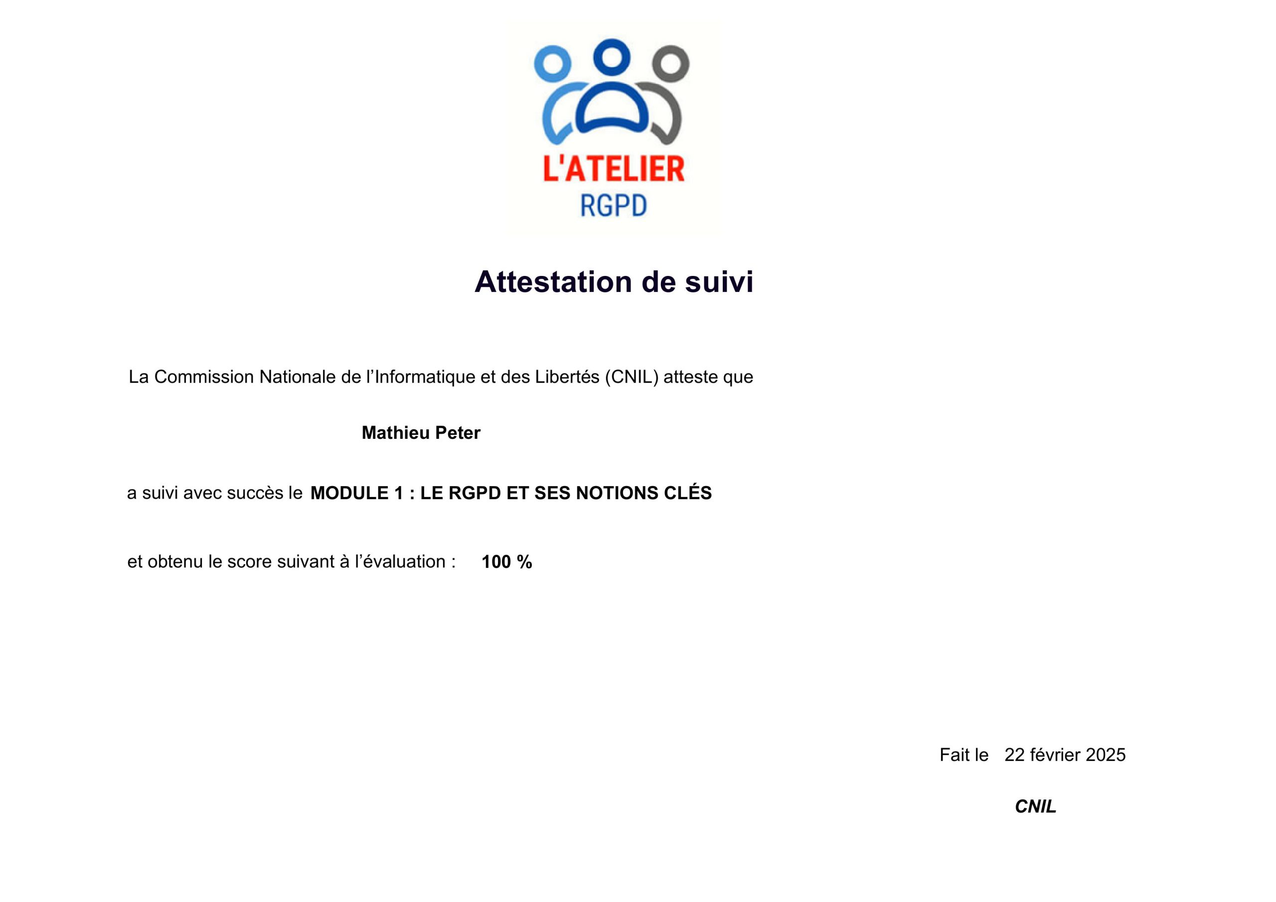 Certificat CNIL 1