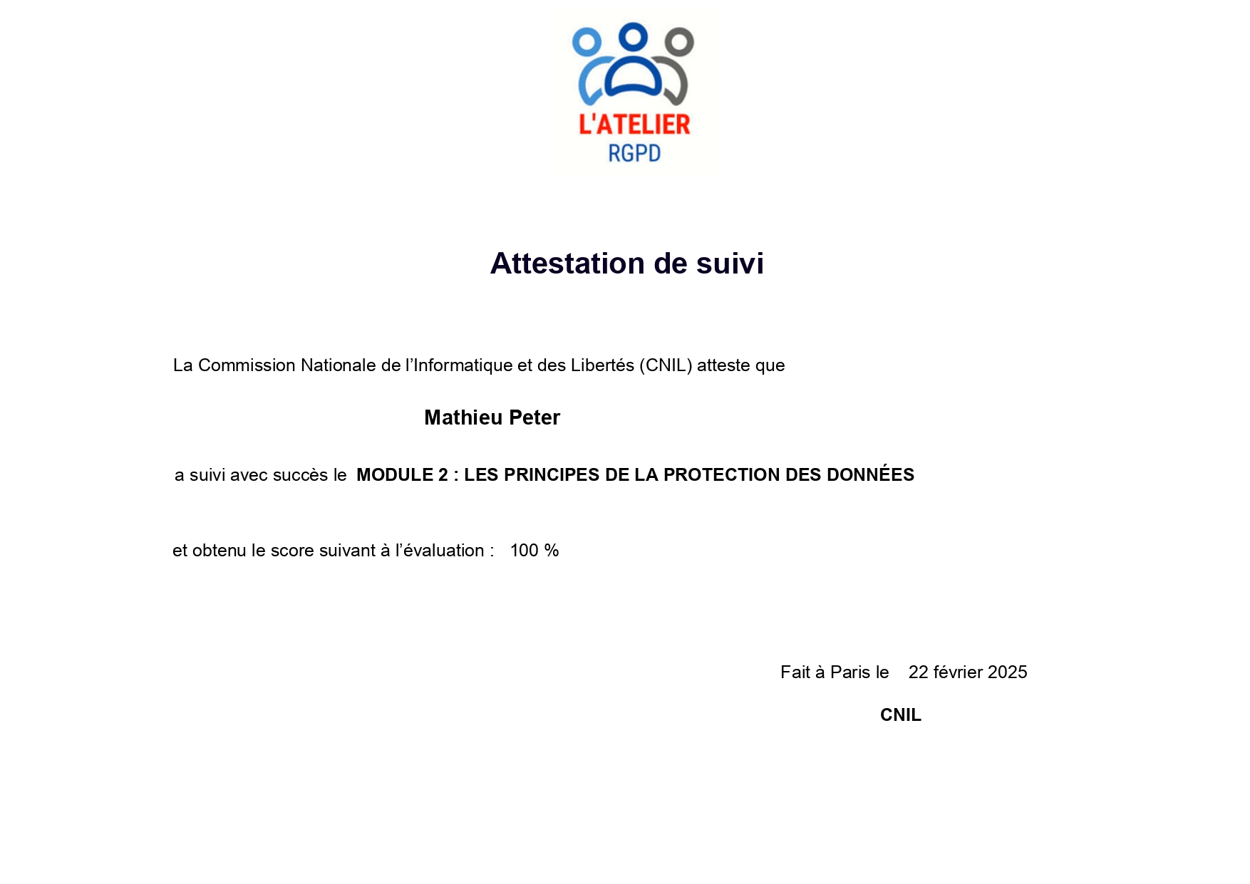 Certificat CNIL 2