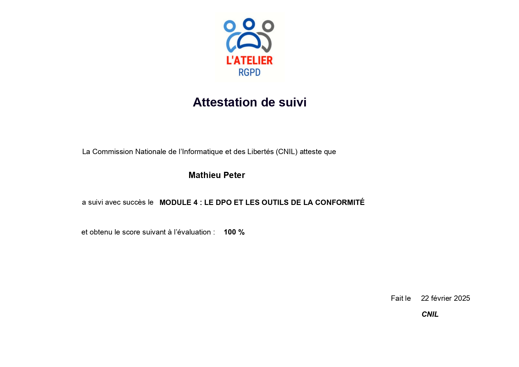 Certificat CNIL 4